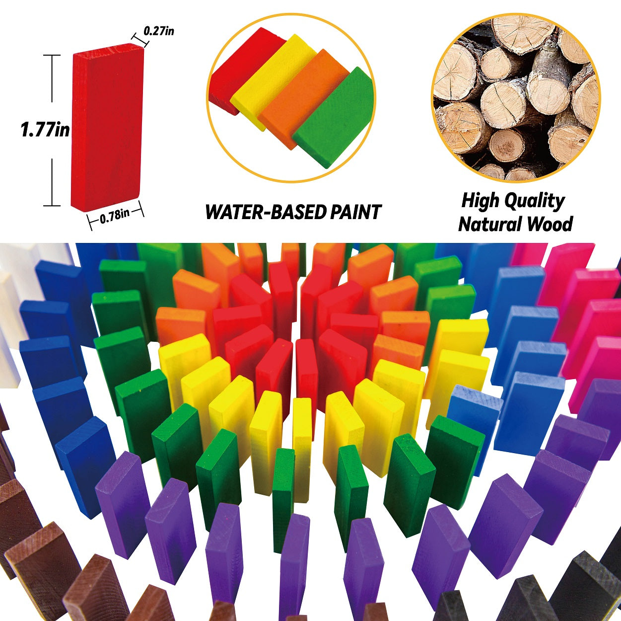 Bulk Wooden Colorful Dominoes - Bulk Packaging